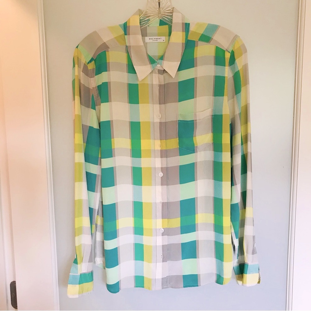 Equipment Multi Color Long Sleeved Button Down